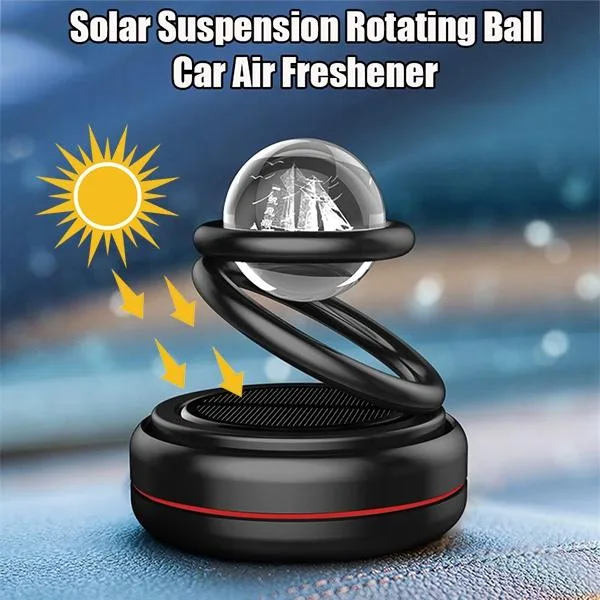 Metal Body Solar Powered Rotating Black Crystal Ball - Image 2