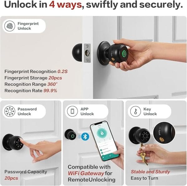 Lockin Q1 Smart Fingerprint Door Knob - Image 3