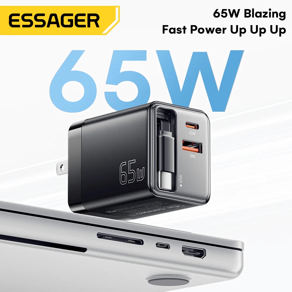 Essager 65W GaN Retractable Charger - Image 2