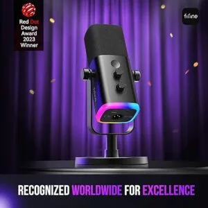 FIFINE AM8 USB/XLR Dynamic Microphone | RGB Gaming & Podcast Recording Mic