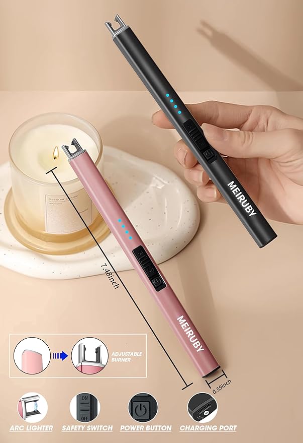 MEIRUBY Electric Candle Lighter | USB Rechargeable Windproof Arc Lighter - Image 3