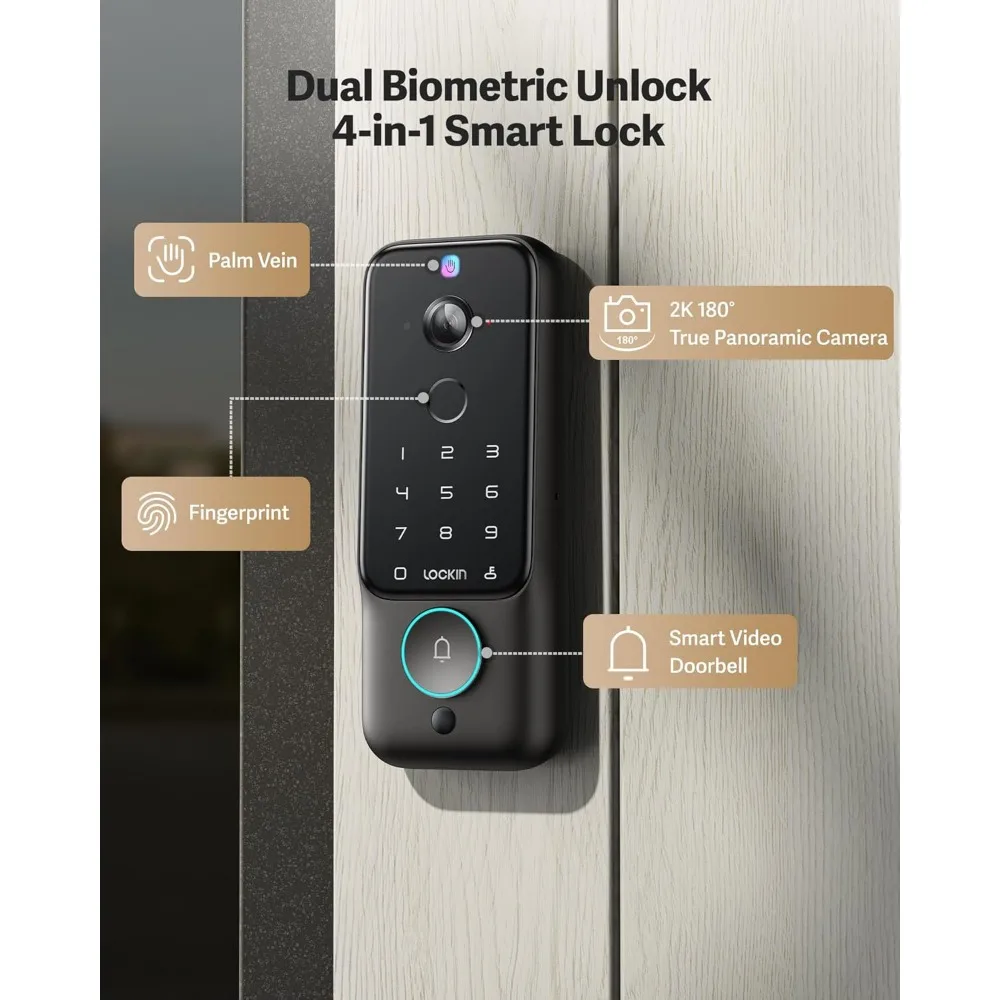 Veno Plus Palm Vein Recognition Video Smart Lock | 2K Camera & Smart Home Ready - Image 3