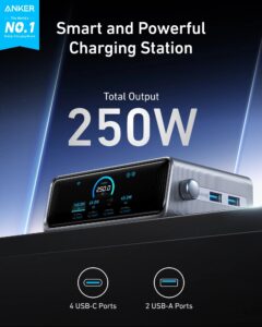 Anker Prime Charging Station 250W – 6-Port GaN USB-C Charger with Smart LCD Display