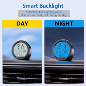 Solar Car Dashboard Clock with Auto Backlight, Temperature & Calendar