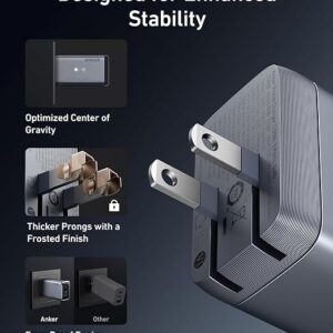 Anker Prime 100W charger close-up showing its thick folding prongs and stability features
