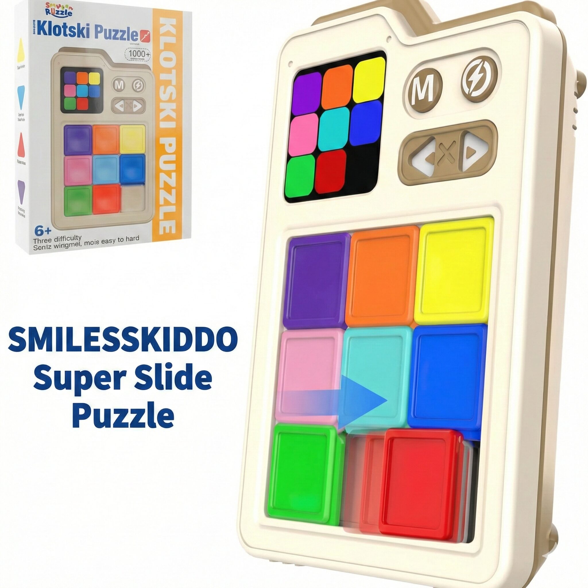 SMILESSKIDDO Super Slide Puzzle Game | 1000+ Challenges Brain Teaser