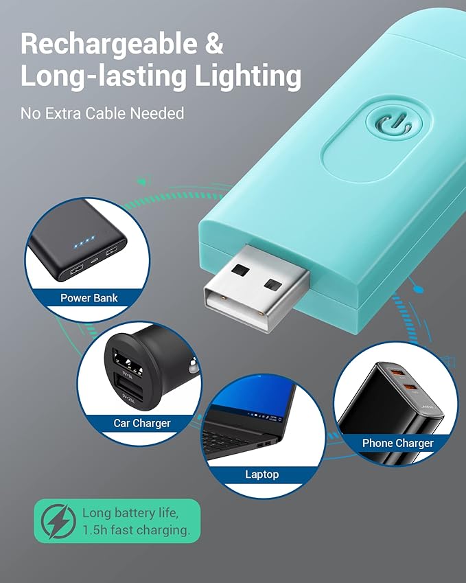 USB Rechargeable Book Reading Light Clip-On Amber & Warm LED - Image 3