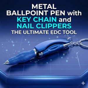 Multifunction Metal Ballpoint Pen Keychain with Nail Clipper Portable Tool
