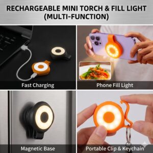 Magnetic Mini Keychain Flashlight Rechargeable LED Torch with Fill Light