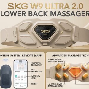 SKG W9 Ultra 2.0 Lower Back Massager with Heat Therapy