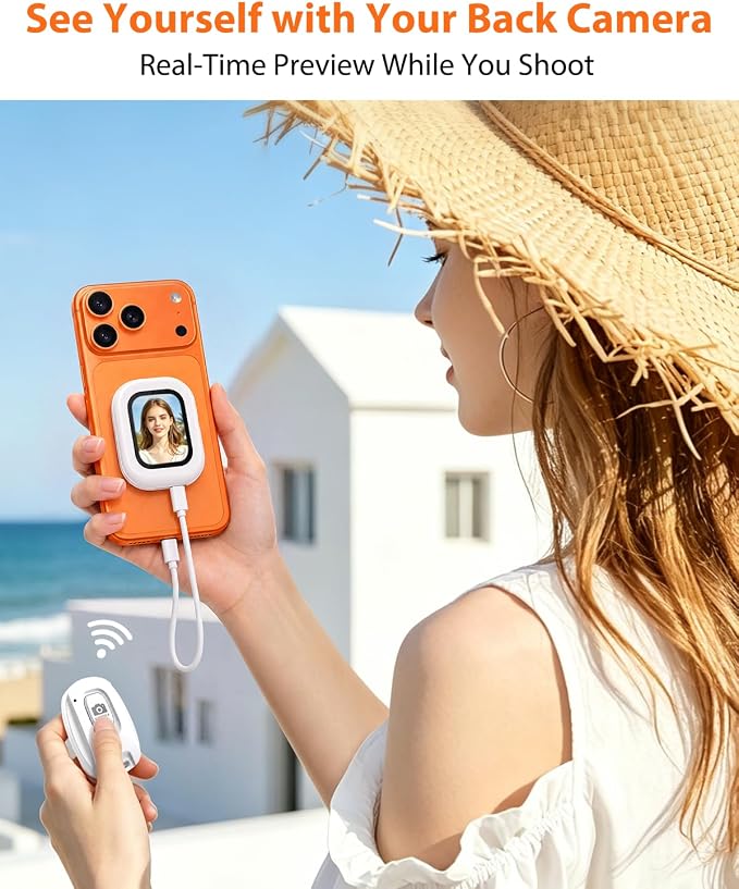 Selfie Monitor Screen for iPhone & Android – Magnetic Rear Camera Preview - Image 2