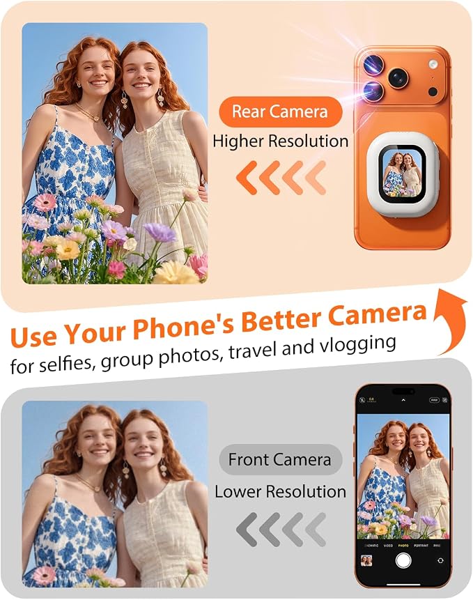 Selfie Monitor Screen for iPhone & Android – Magnetic Rear Camera Preview - Image 3
