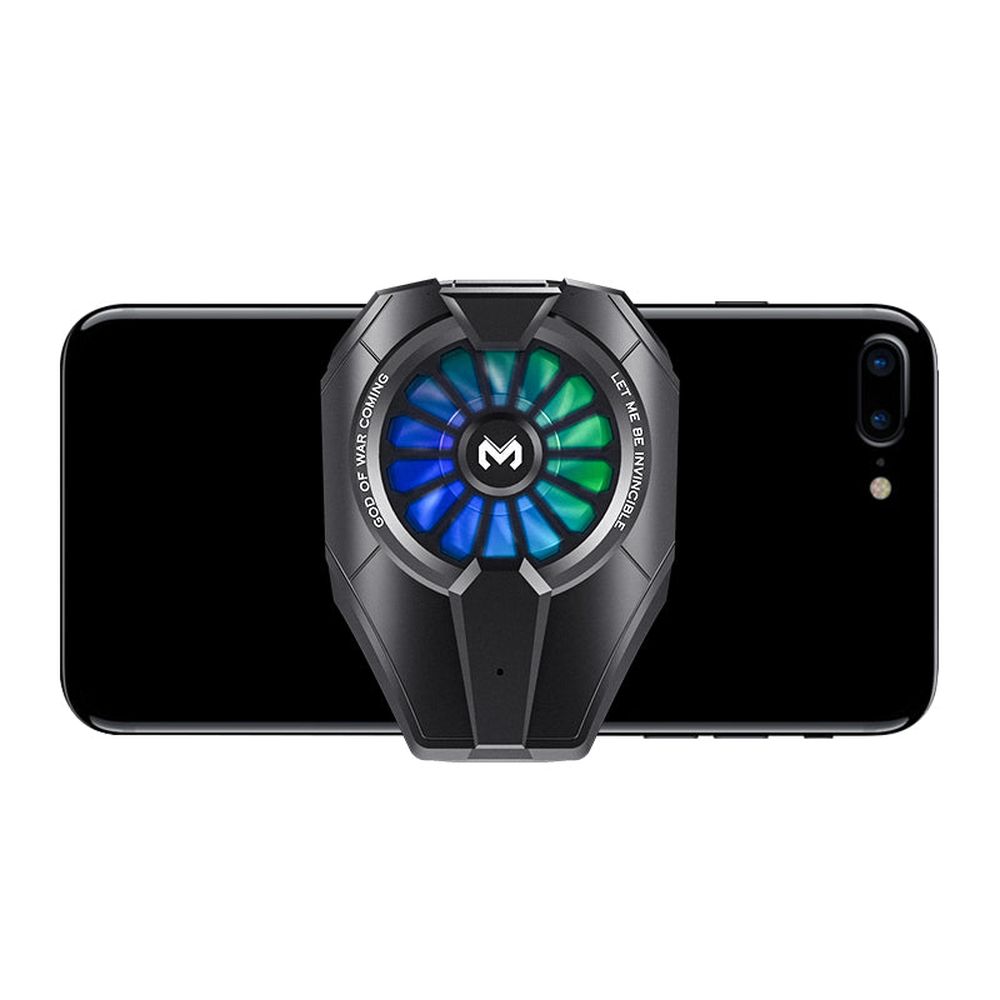 Memo DL06 cooler clipped on the back of a phone