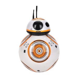 Intelligent RC robot ball droid with twin antennas, white and orange