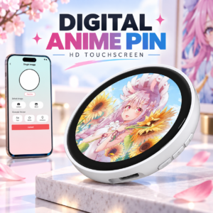 Digital Anime Pin with HD Touchscreen – Custom Photo & GIF Badge