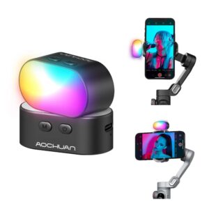 AOCHUAN magnetic RGB fill light shown on a phone gimbal