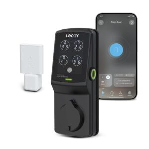 Lockly Secure Pro smart lock in matte black with Wi-Fi hub and app
